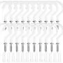 Paxcoo Ceiling Hooks, 25Pcs Cup Screw Hook Holders for Hanging, Screw in Mug Hooks with 25 Pcs Plastic Drywall Anchors for Plant Hangers and Cups