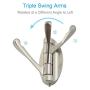 Swivel Robe Towel Hook, APLusee Hinged Triple Pronged Coat Hook, Utility Home Storage Foldable Towel Hanger, Brushed Nickel