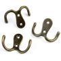 HOVEOX 20 Pcs Double Prong Robe Hook Retro Towel Cloth Hanger Wall Hat Jewelry Hooks Rustproof Rustic Hooks Utility Hooks with 40 Pcs Screws and a Screwdriver (Bronze)