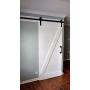 DonYoung 6FT Single Sliding Barn Door Hardware Kit, Heavy Duty Steel Barn Door Track 2PCS I-Shape Hanger with Quiet and Smooth Wheel, Includes All Necessary Accessories, Black