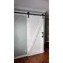 DonYoung 6FT Single Sliding Barn Door Hardware Kit, Heavy Duty Steel Barn Door Track 2PCS I-Shape Hanger with Quiet and Smooth Wheel, Includes All Necessary Accessories, Black
