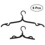 BESTOMZ 6pcs Plastic Foldable Travel Home Camping Mini Non-Slip Clothes Shirts Sweaters Dress Hanger Hook Drying Rack (Black)