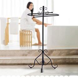Free-Standing Metal Coat Rack, Towel Rack Holder, Hand Bath Towel Stand, Bathroom Bedroom Clothes Hanger, Heavy Duty Base, 33×33×98cm (Color : Black)