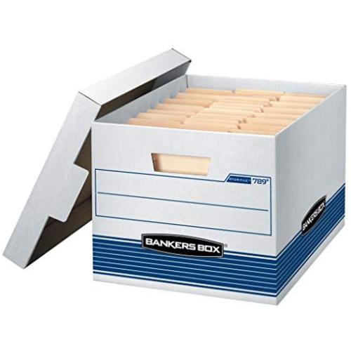 Bankers Boxes STOR/File Medium-Duty Storage Boxes, Quick Set-Up, Lift-Off Lid, Letter/Legal, 4 Pack (0078907)