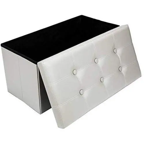 30&quot Folding Ottoman Storage Bench Toy Boxes Storage Chest/Footrest/Coffee Table/Padded Seat (Gray)