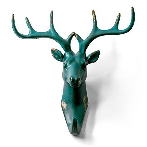 HERNGEE Deer Head Single Wall Hook/Hanger Animal Shaped Coat Hat Hook Heavy Duty, Rustic, Decorative Gift, Rustic Bronze Color