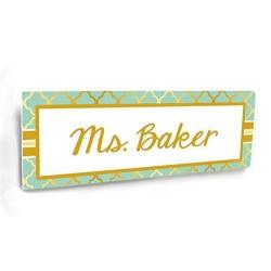 Personalized Door Hanger for Classroom Teal and Gold Moroccan Theme