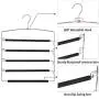 AMKUFO Pants Hangers 5 Layers Multi Trouser Hangers Slack Hangers Scarf Hangers Space Saving Hangers Stainless Steel Non-Slip Foam Padded Swing Arm Pack of 6