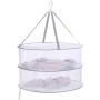 Drying Rack Net 2 Layers Collapsible Mesh Basket Dryer Net White Mesh Clothes Hanging Dryer Rack with Zipper Opening for Lingerie Underwears Woollen Sweater Garments Plush Hanger Rack-Round Zipper