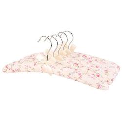 Neoviva 15.7 Inch Anti Slip Thick Floral Padded Hangers Set for Adults Women, Pack of 5 Foam Fabric Coat Hanger for Sweater Dresses