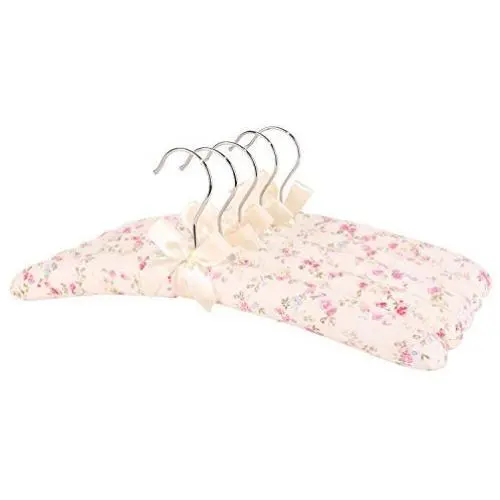 Neoviva 15.7 Inch Anti Slip Thick Floral Padded Hangers Set for Adults Women, Pack of 5 Foam Fabric Coat Hanger for Sweater Dresses