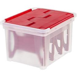 IRIS USA, WFB-45LW, Wing-Lid Storage Boxes with 4 Light Wraps, Red, 1 Pack