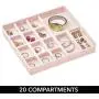 mDesign Stackable Plastic Storage Jewelry Boxes - 2 Organizer Trays with Lid for Drawer, Dresser, Vanity - Holds Necklaces, Bracelets, Bangles, Rings, Earrings - 3 Pieces - Light Pink/Clear
