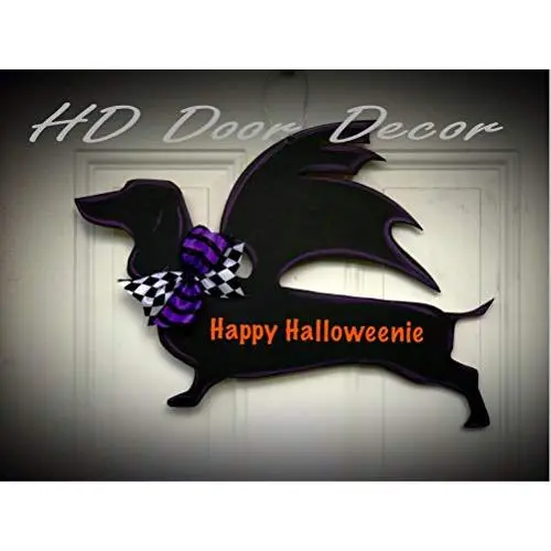 Halloween door hanger Halloweenie dachshound wreath Halloween door hanger Halloweenie dachshound wreath