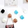 Anjuer 4 Hooks Coat Hat Clothes Robe Holder Hook Wall Hanger Wood (Black Wood White Blue)
