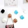 Anjuer 4 Hooks Coat Hat Clothes Robe Holder Hook Wall Hanger Wood (Black Wood White Blue)