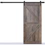 DonYoung 6FT Single Sliding Barn Door Hardware Kit, Heavy Duty Steel Barn Door Track 2PCS I-Shape Hanger with Quiet and Smooth Wheel, Includes All Necessary Accessories, Black
