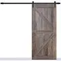 DonYoung 6FT Single Sliding Barn Door Hardware Kit, Heavy Duty Steel Barn Door Track 2PCS I-Shape Hanger with Quiet and Smooth Wheel, Includes All Necessary Accessories, Black