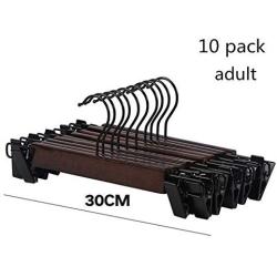 Clothes Hangers Set, Wooden Hangers With Clips For Adult Children Clothing Pants Skirt Hangers Suit Clothes Hangers 10 Pack For Hoem Closet Clothing Organiser ( Color : Brown , Size : 30x1.2cm )