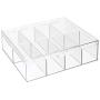 mDesign Tea Storage Organizer Boxes - 8 Divided Sections, Easy-View Hinged Lid - Use in Kitchen, Pantry, and Cabinets; Holder for Tea Bags, Packets, Small Items and Accessories, BPA free - Clear