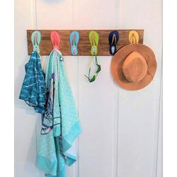 6 Hook Multi Color Flip Flop Hat Towel Suit Key Pool Rack/Coastal Beach Hooks