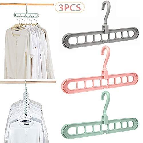 Finyosee Space Saving Clothes Hangers - Multifunctional Clothes Hangers - 360 Degree Swivel Magic Hangers with Sturdy Plastic (Pack of 3)