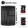 Syntus 360 Rotating Makeup Organizer, DIY Adjustable Bathroom Makeup Carousel Spinning Holder Rack, Large Capacity Cosmetics Storage Boxes Vanity Shelf Countertop, Fits Makeup Brushes, Lipsticks, Black