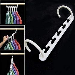 Mccng - Drying Racks & Nets - 8pcs Clothes Hanger Rack Clothing Hook Clip Stand Magic Space Saver Organizer Pants Adjustable - Hooks Multi Dress Metal Labels Keeper Markers Lock Multiple Holders Adjus