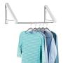 mDesign Expandable Metal Wall Mount Clothes Air Drying Rack - for Indoor Air Drying and Hanging Clothing, Towels, Lingerie, Hosiery, Delicates - Great for Laundry Room, Bathroom, Utility Area - White