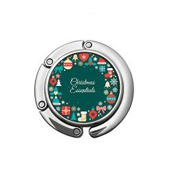 Round Folding Christma Graphic Design Hanger Holder Foldable Purse Hook Silvery Christmas Wreath