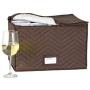 Wine Glass Goblets Deluxe china Storage Chest- Holds 12 Stemware Glasses-Brown Quilted Microfiber fabric-Protect your valuable glassware from scratches and cracks?by Richards Homeware