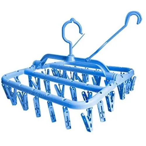 NLXTXQC Sock Dryer,Folding Drying Racks, Windproof Household Hangers, Socks Racks, Clothes Hanging Storage Artifacts (Color : Blue)