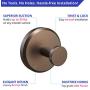 HOME SO Bathroom Hook with Suction Cup Holder - Removable Shower & Kitchen Bronze Hooks Hanger for Towel, Bath Robe, Coat, Loofah (2-Pack)