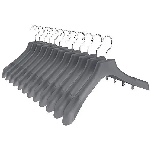 MR. SIGA Plastic Extra Wide Suit Hangers, Pack of 12, Width: 15.5" 39.5cm, Notched Shoulders & Swivel Hooks, Translucent Grey MR. SIGA Plastic Extra Wide Suit Hangers, Pack of 12, Width: 15.5" 39.5cm, Notched Shoulders & Swivel Hooks, Translucent Grey