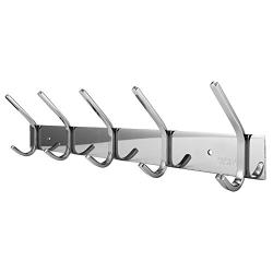 Dosens Coat Hook Rack Wall Mount SUS-304 Stainless Steel Hanger Clothes Hat Holder 10 Hooks 2-pack