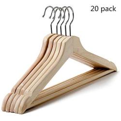 LIUFENGLONG Clothes Hangers Set, Wooden Hangers for Adult Children Clothing Pants Skirt Hangers Suit Clothes Hangers Everyday Standard Use Clothing Hangers 20 Pack for Home Closet Clothing Organiser