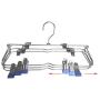 Family Heavy Duty 2pcs 6 Tiers Skirt Pants Clothes Hanger Metal Foldable Organizer Random Color