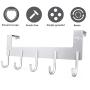 Rongyuxuan Over Door Hooks, Punch Free Over The Door Hanger Organizer for Clothes, Towels, Bag, Robe, Umbrella - Aluminum Home Storage Organizer with 5 Hooks (Silver)