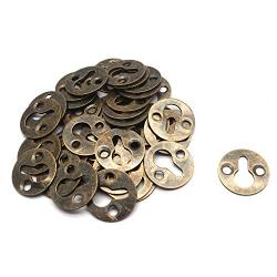 Tulead Metal Picture Hangers Bronze Keyhole Mounting Plate Round Keyhole Hook Bracket Hangers 1" 40PCS Including Screws