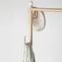 SINGAYE Clothes Rack 2-in-1 Coat Rack Rolling Garment Rack with Bottom Shelves, 7 Side Hooks, Lockable Wheels, Rolling Closet Organizer (Golden)