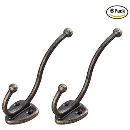She-love Metal Handle Hook Hanger Clothes Hat Coat Robe Hanging Single Hook Wall Door (6 Pcs)