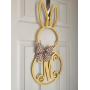 Monogram Bunny Door Hanger - Spring Door Hanger - Bunny Initial Wreath - Monogram Easter Bunny Wreath - Spring Door Decoration - Wood Hanger