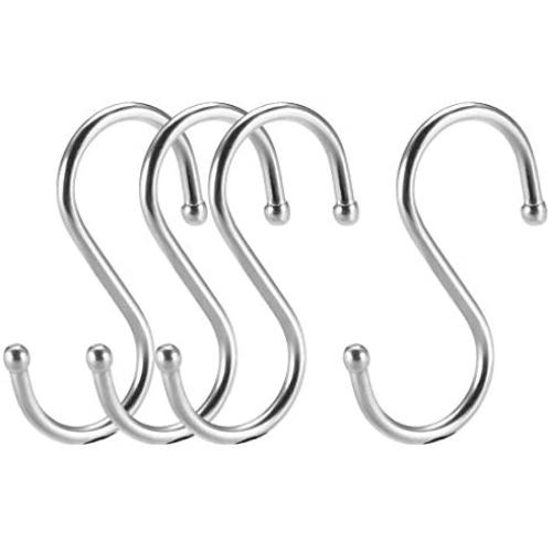 uxcell Stainless Steel S Hooks 2'' S Shaped Hook Hangers for Kitchen Bathroom Bedroom Storage Room Office Outdoor Multiple Uses 4pcs