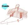 KOOBAY 25PS 42cm Rose Copper Gold Shiny Steel Wire Clothes Clips Hanger Coat Clothes Garment Hangers with Pants Bar Fit Closet Hangers