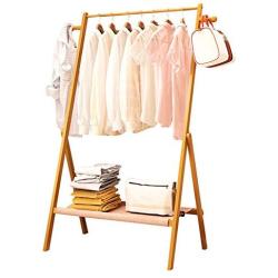 ZEMIN Floor Standing Coat Rack Clothes Hat Stand Hanger Hooks Movable Useful Bamboo Environmental Protection Durable, Log, 3 (Size : 63x50x156cm)