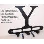 Capital Letter Y Monogram Wall Hook Hanger. Satin Black. Solid Steel. Screws Included.