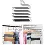 KYCPTNFJ Five S-Type Layers Trouser Hanger Hangers Space-Saving Clothes Pants Non-Slip Closet Organizer for Scarf Jeans Clothes Towels