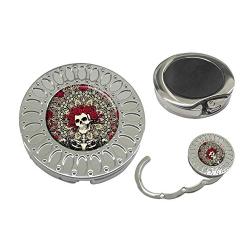 Sonva Purse Hanger Folding Handbag Hook - Skeleton with Rose Table Hook Folding Bag Desk Hanger Foldable Holder