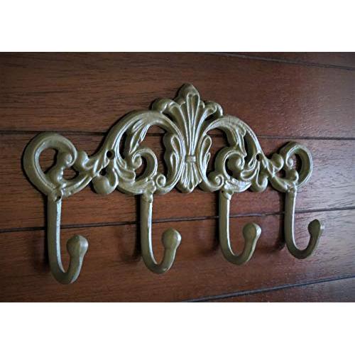 Farmhouse Style Entrance Hook Rack, Bathroom Towel Hanger, Sage Green or Pick Color, Handpainted Cast Iron