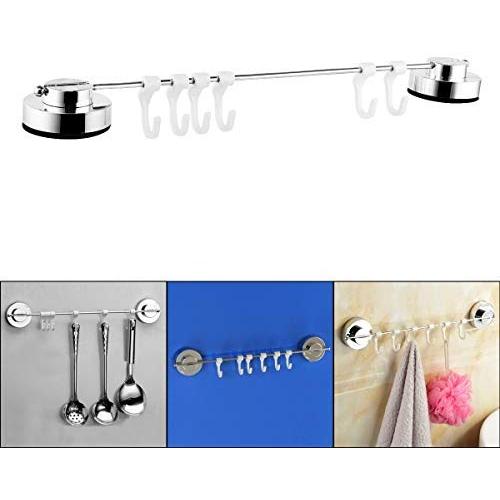 Kitchen Bathroom Towel Clothes Suction Cup Sucker Hanger Holder Rack 6 Hooks No drilling for Kitchen Bathroom